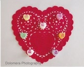 Hey You I Love You, Valentine's Day Greeting, 5x7 Color Photograph, Love, Heart, Candy, Red Lace, Gift for Him or Her