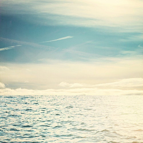 Breath: Beach Photo Florida Seascape Ocean photograph seascape 8x8 Fine Art Print Blue sky clouds sea