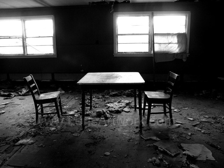 Table For Two - black and white urban decay fine art print