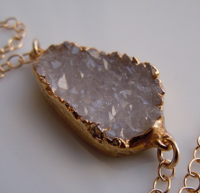 Druzy Bracelet, White and Gold