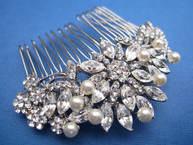 Vintage Inspired Pearls bridal hair comb, Swarovski pearl hair comb, wedding hair comb, bridal hair accessories, wedding hair accessories
