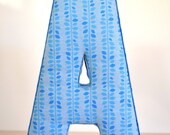 Fabric Letter Wall Hanging in Blue  - Letter A