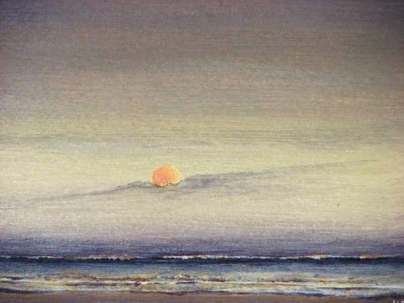 Beach ocean waves sunset summer original acrylic painting