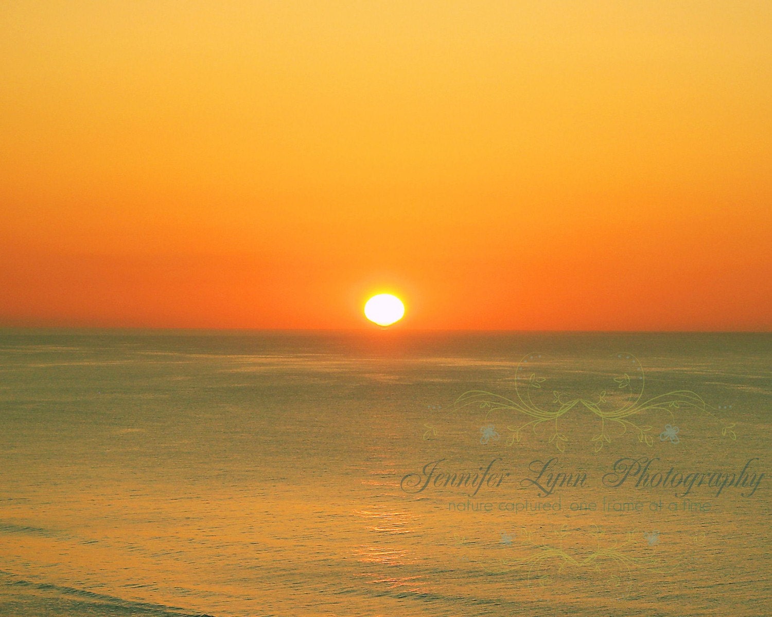 beach photography sunrise landscape orange yellow red blue teal green / 8x10 Fine Art Photograph / Miracles