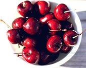 fruit photography red scarlet white black tan ivory cherry cherries / IN STOCK  / 8x10 Fine Art Photograph / Life Is