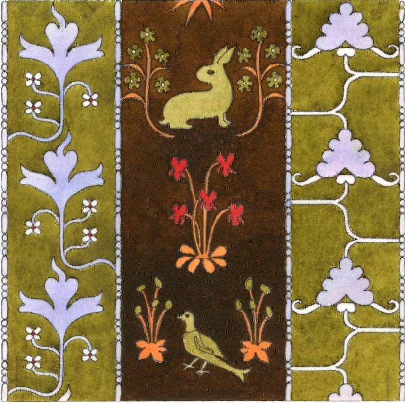 Tapestry - Olive and Lavender - Fine Art Print of an original gouache painting