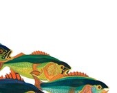 Four Fish - Fine Art Print of an original gouache painting