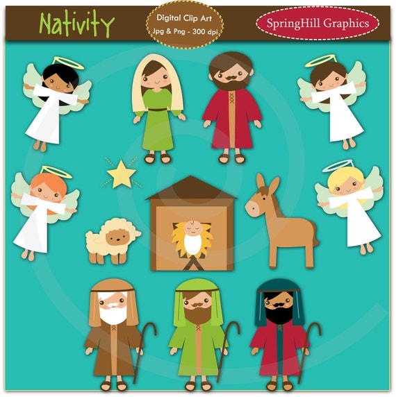 Instant Download Christmas Nativity Digital Clip Art Web Design, Card Making, Scrapbooking - Personal and Commerical Use