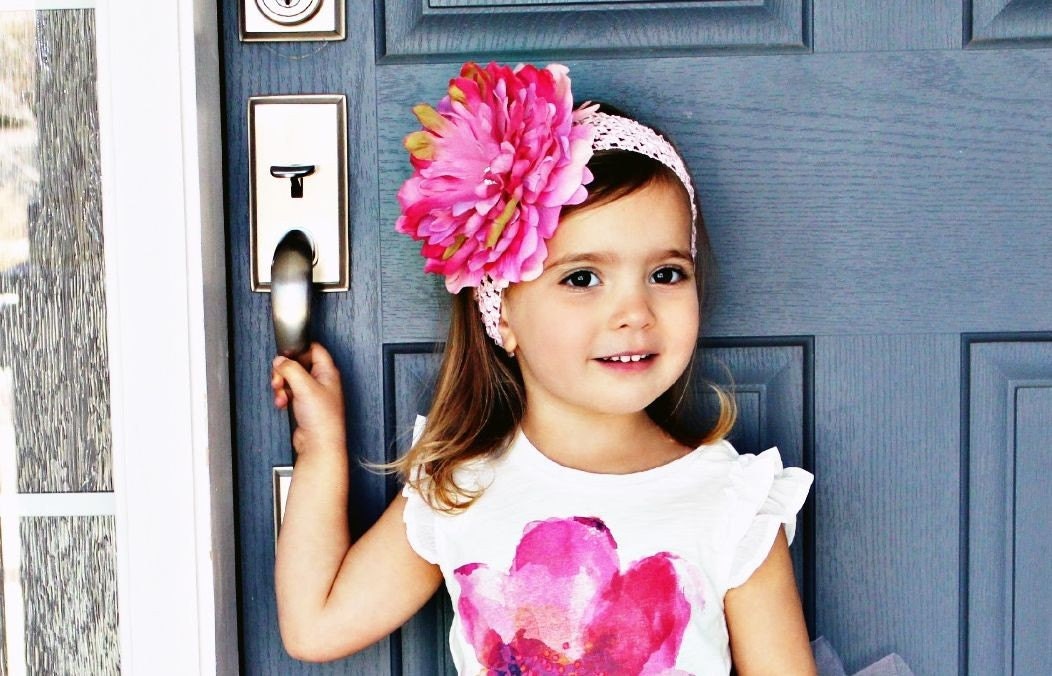 Glamour Large Pink Peony Flower Headband - Perfect Photo Prop