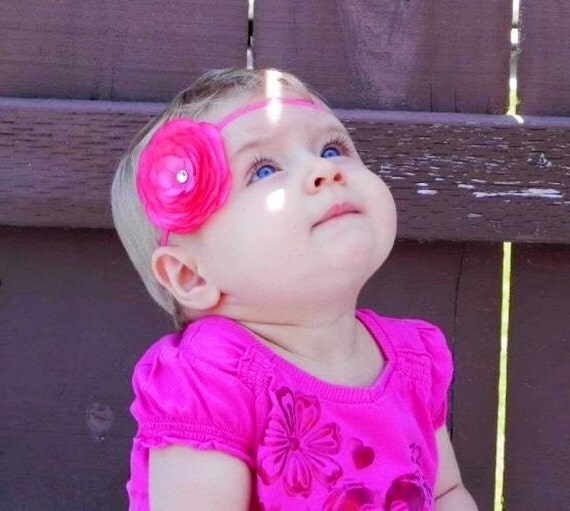 Gorgeous Pink Ranunculus Flower Headband - Newborn Baby Girl and Toddler Headband