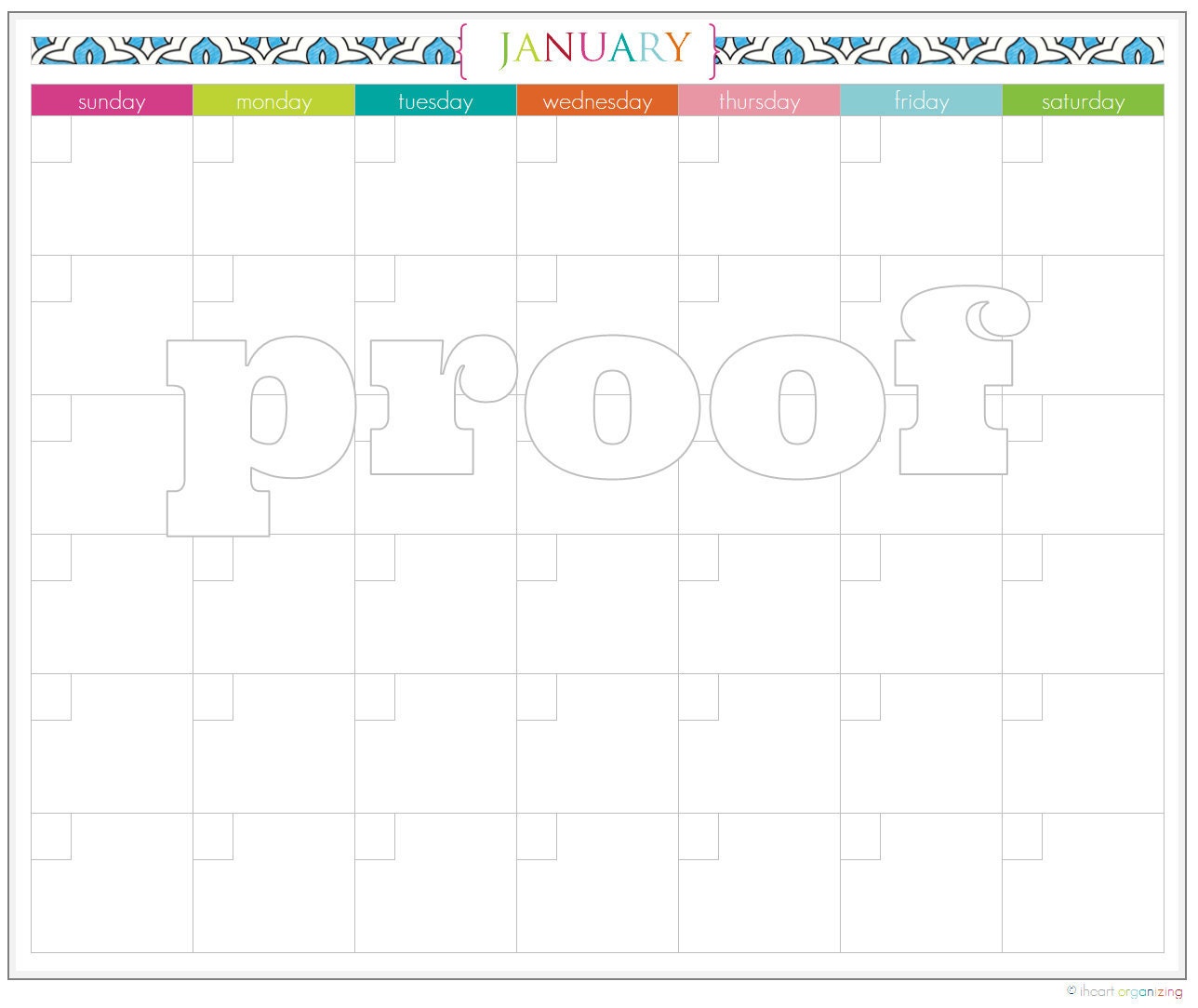 12 Month Calendar Printable