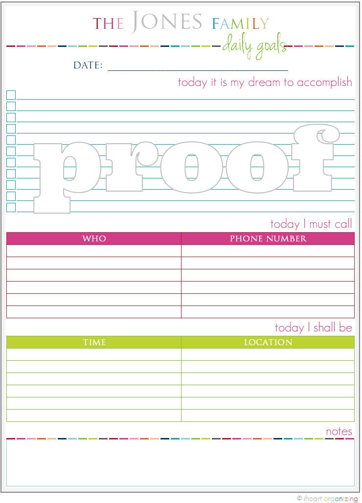 Daily Goals/Daily To Do List Printable PDF