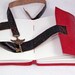 Red Leather Journal with Winged Clock Key Charm Bookmark