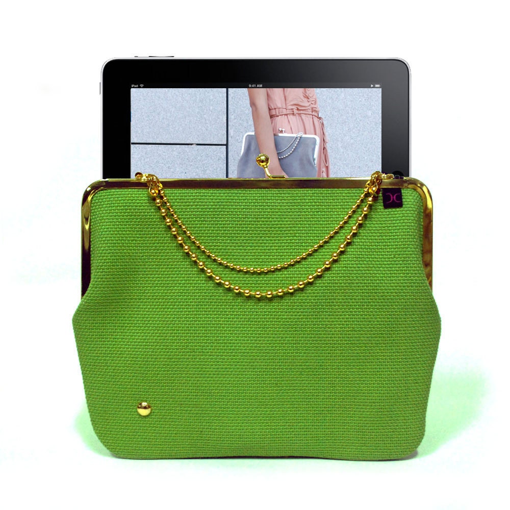 iPad case - GREEN GOLD clutch - Duchess Case for iPad 10% OFF