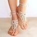 Ivory barefoot sandals, nude shoes, barefoot sandles, foot jewelry, wedding, victorian lace,  yoga, bellydance, stempunk