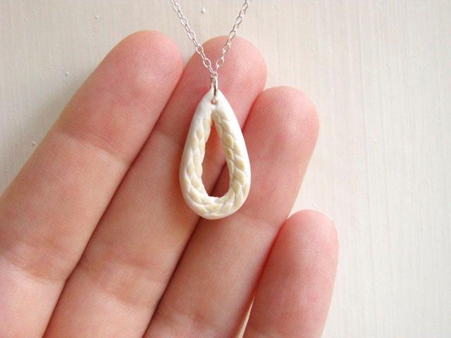 Porcelain Pendant on Sterling Silver Necklace