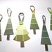 Christmas Tree Ornaments in Earth Green Tones, Upcycled Paint Chip, Set of 6