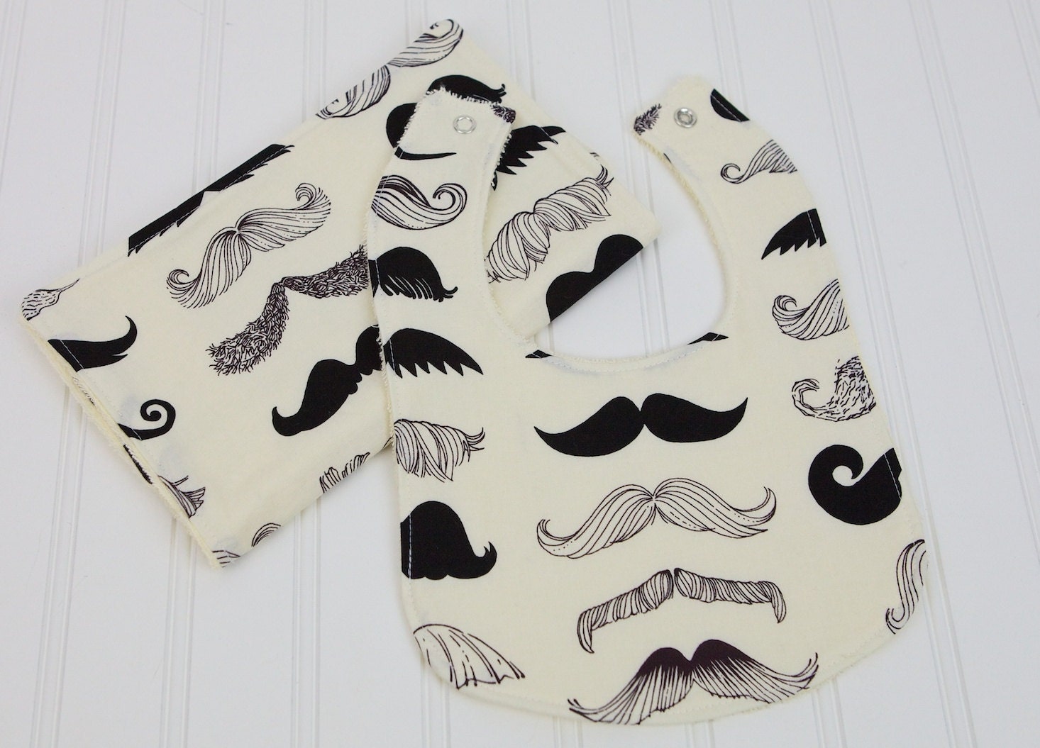 Mustache Baby Bib and Burp Cloth Moustache Shower Gift Set for Boy or Girl