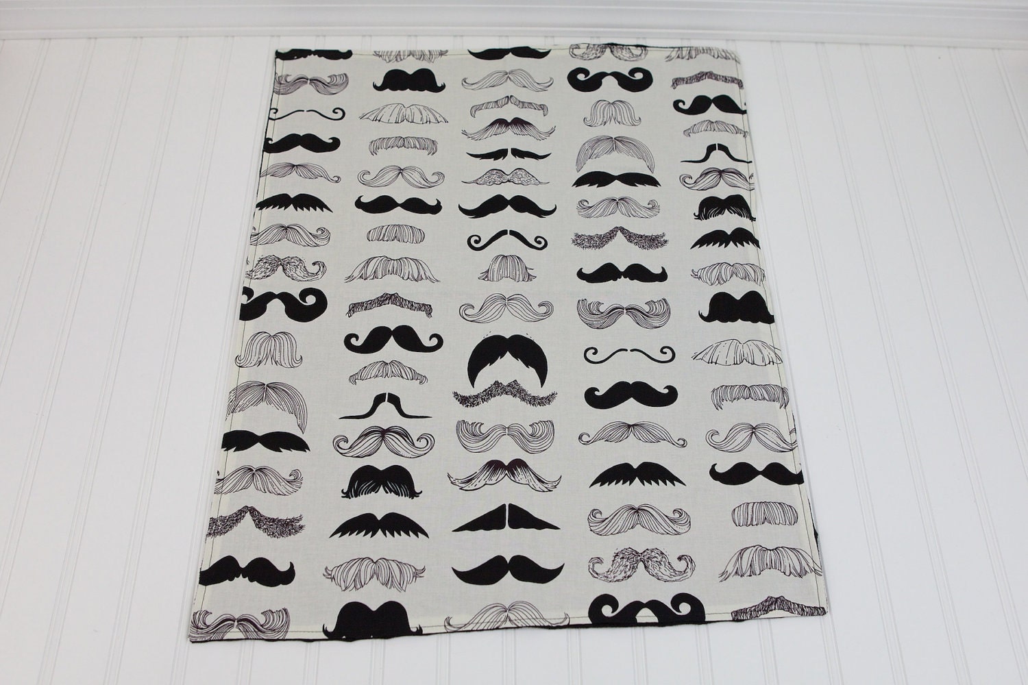 Mustache Baby Blanket Where's My Stache with Black Minky, Moustache
