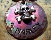 SKULL PINK Piridien Ora -Dog Tag -Pet ID Tags/Tag -Personalized/Customizable