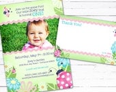 Ladybug Birthday Invite Photo Card and Matching Thank you Note-- Little Bug Il_170x135