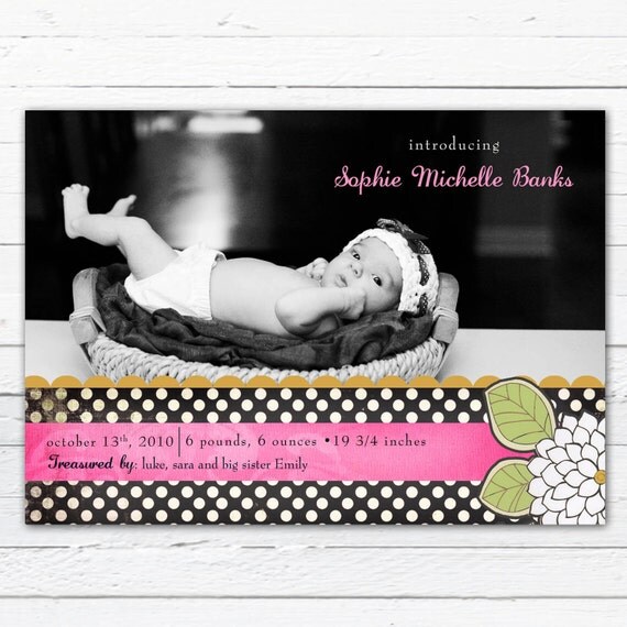 Treasured--Custom Baby Announcement Photo Card Il_570xn