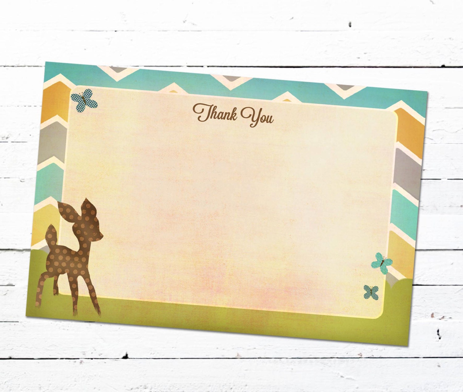 Thank You Note-- A Dear Deer and Chevron Shower