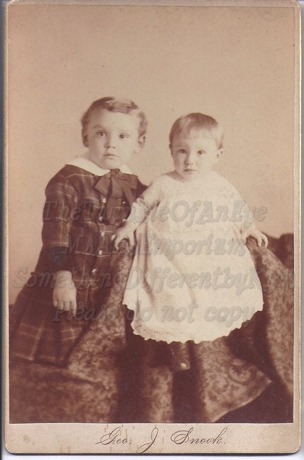 Baby brother and I ,Antique Photo, Vintage photograph