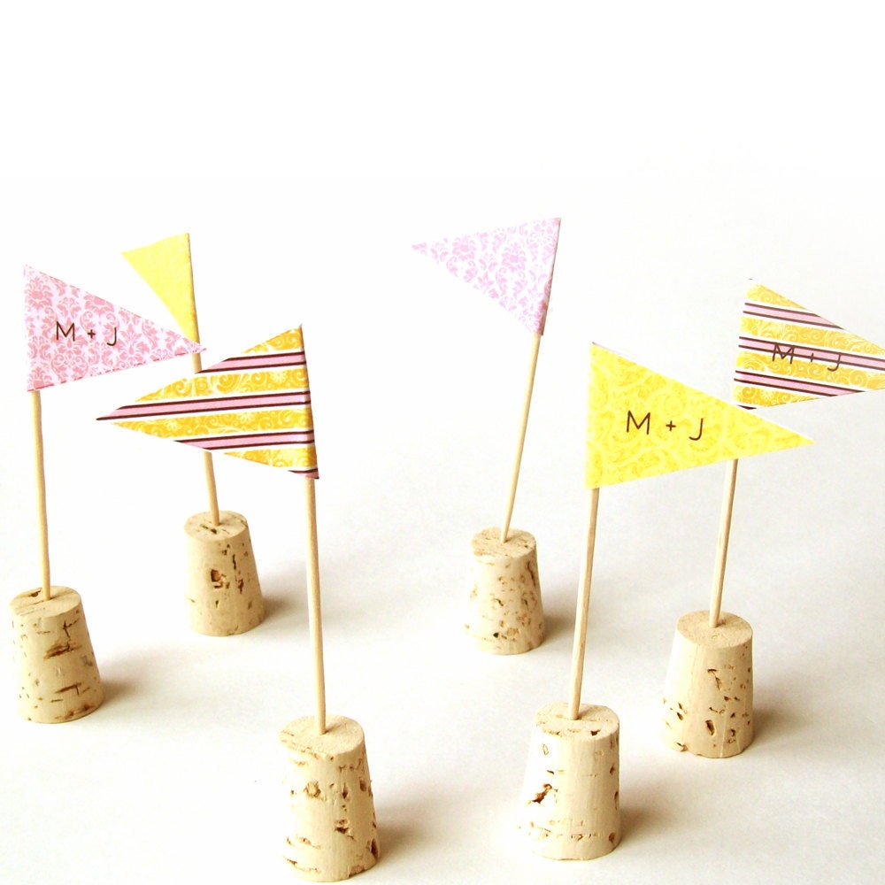 CUSTOM Wedding Flag Cupcake Toppers - Set of 40 - Custom patterns & colors - RisaRocksIt