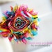 Caroline- Rainbow Frayed Chiffon Rosette Flower Skinny Headband