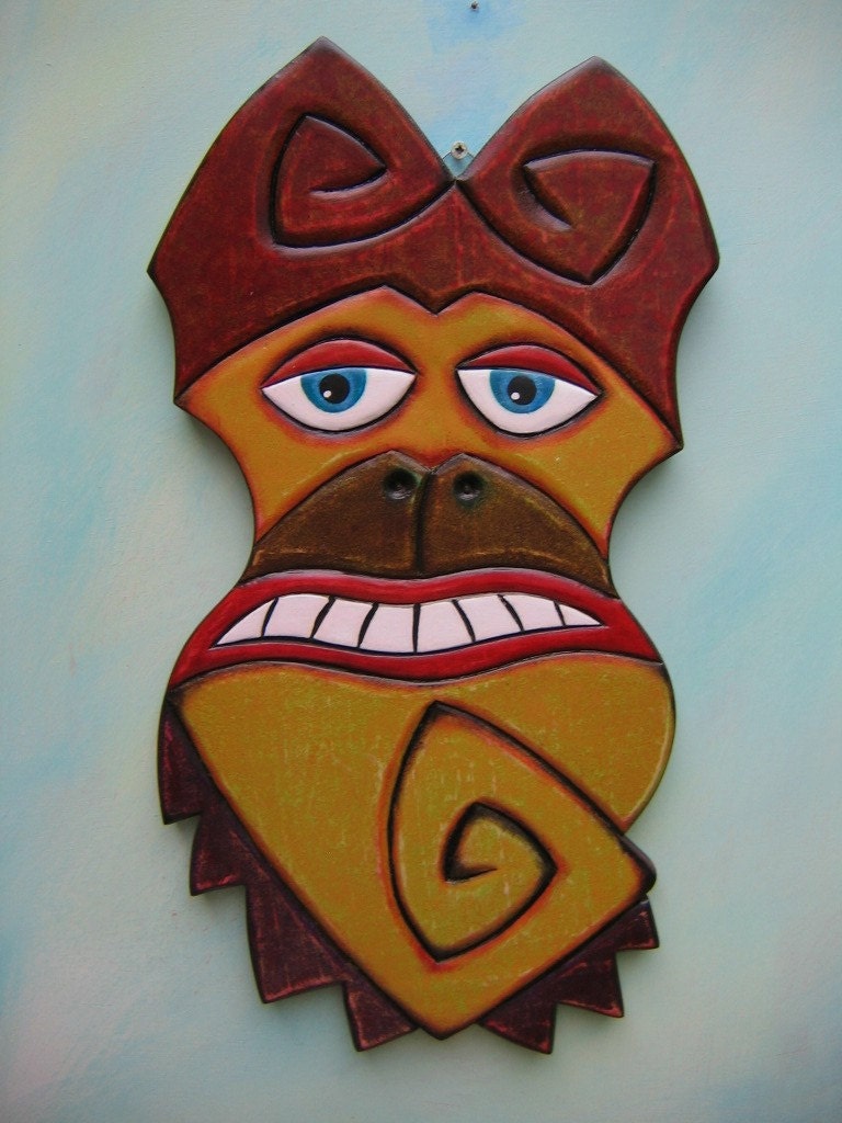 Monkey Do, Original Wood Carving, Wall Art, by Fig Jam Studio