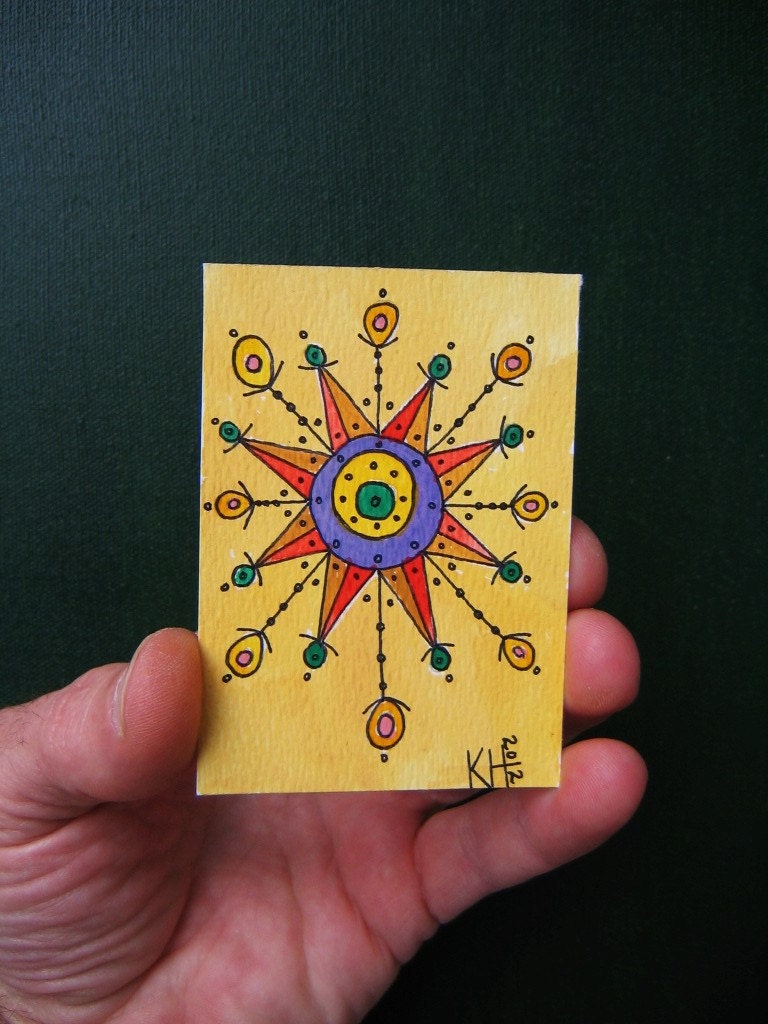 Mandala - J4, ACEO, Original Watercolor