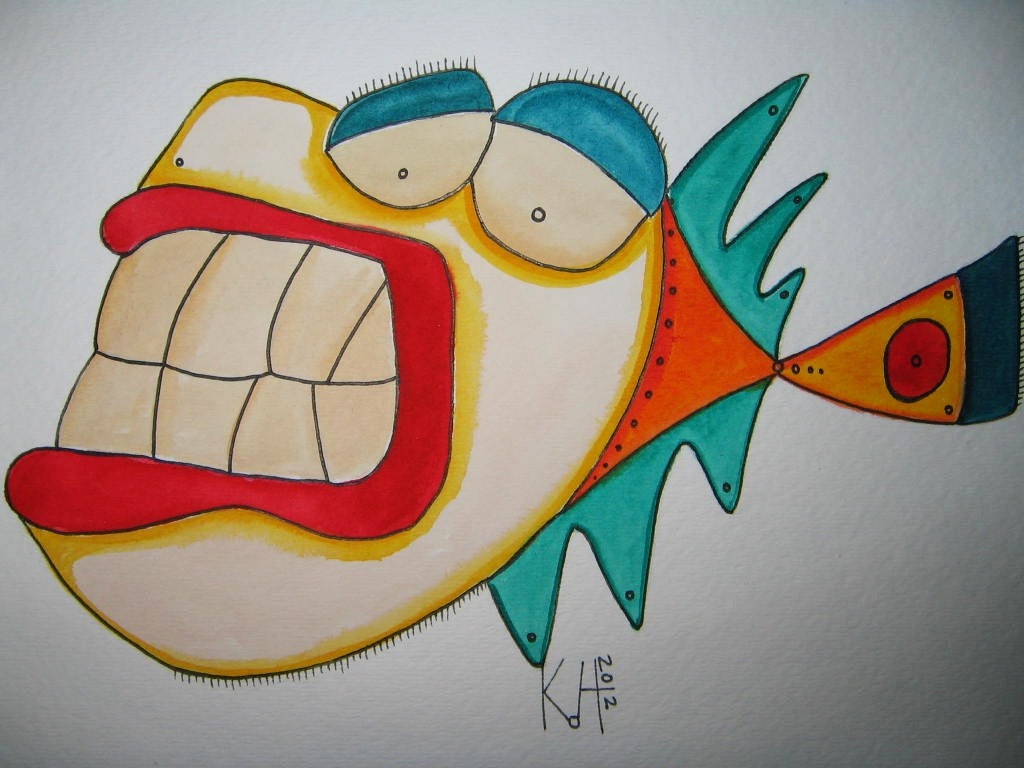 Loco Pescado J4, Original Watercolor by Fig Jam Studio