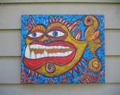 Flo the Fish, Original 20 X 24 Acrylic Painting by Fig Jam Studio