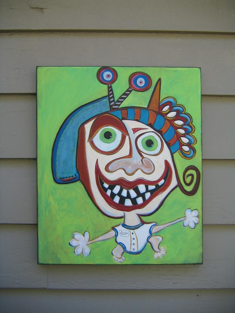 Nigel, Original 24 x 20 Acrylic Painting by Fig Jam Studio
