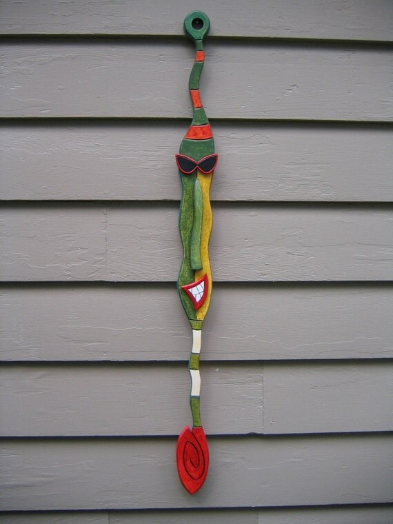 Jazz Man 4, Original Wood Carving, Wall Art, by Fig Jam Studio