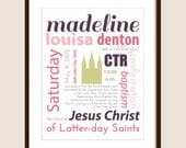 Baptism Subway Custom Art - 8x10 Print - Remember Their Special Day in a Special Way - Fully Customizable with Photo or Church/Temple Shape