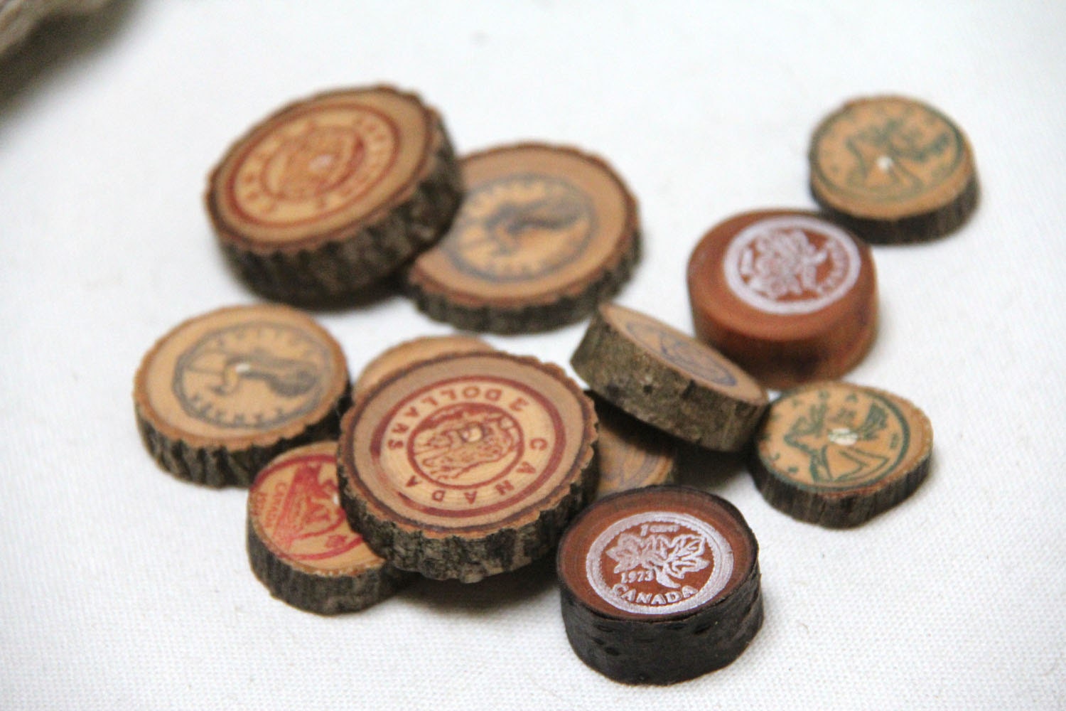 pocket change - wood slice play money