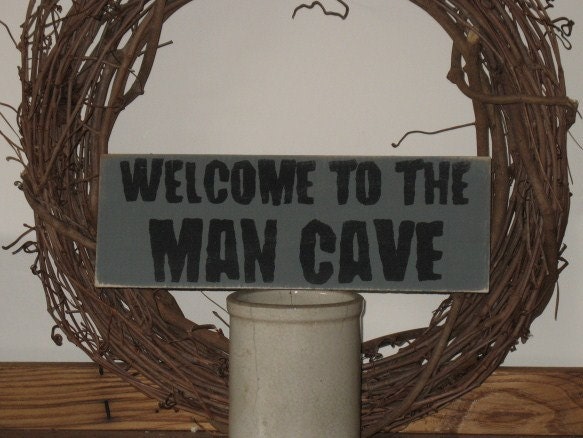 Welcome To The MAN CAVE -Wood SIGN- Home Mens Decor Fathers Day Gift