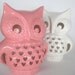 Vintage Ceramic Falling in Love Owl Lantern, Pink