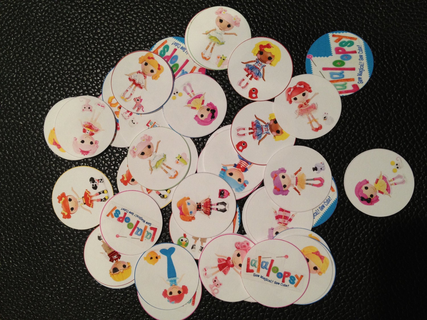 50 Precut 1" Lalaloopsy Circle Images - For Bottle Caps, Hair bows, Buttons, Stickers, Magnets, Jewelry, and Scrapbooking