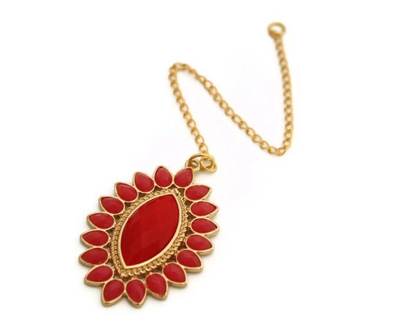 Coral Pink Flower Maang Tikka indian jewelry bollywood