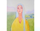 Downtown Mona Lisa - Original Contemporary Acrylic Painting by Dedalos