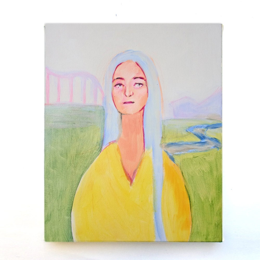 Downtown Mona Lisa - Original Contemporary Acrylic Painting by Dedalos