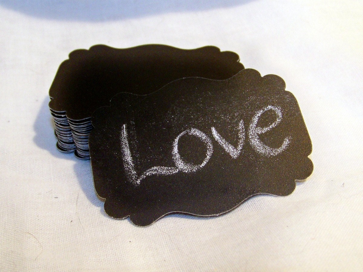 Set of 30 Die Cut Black Chalkboard Blank Tags for Wedding Wish, Escort Cards, Favors, DIY Wedding, Price tags
