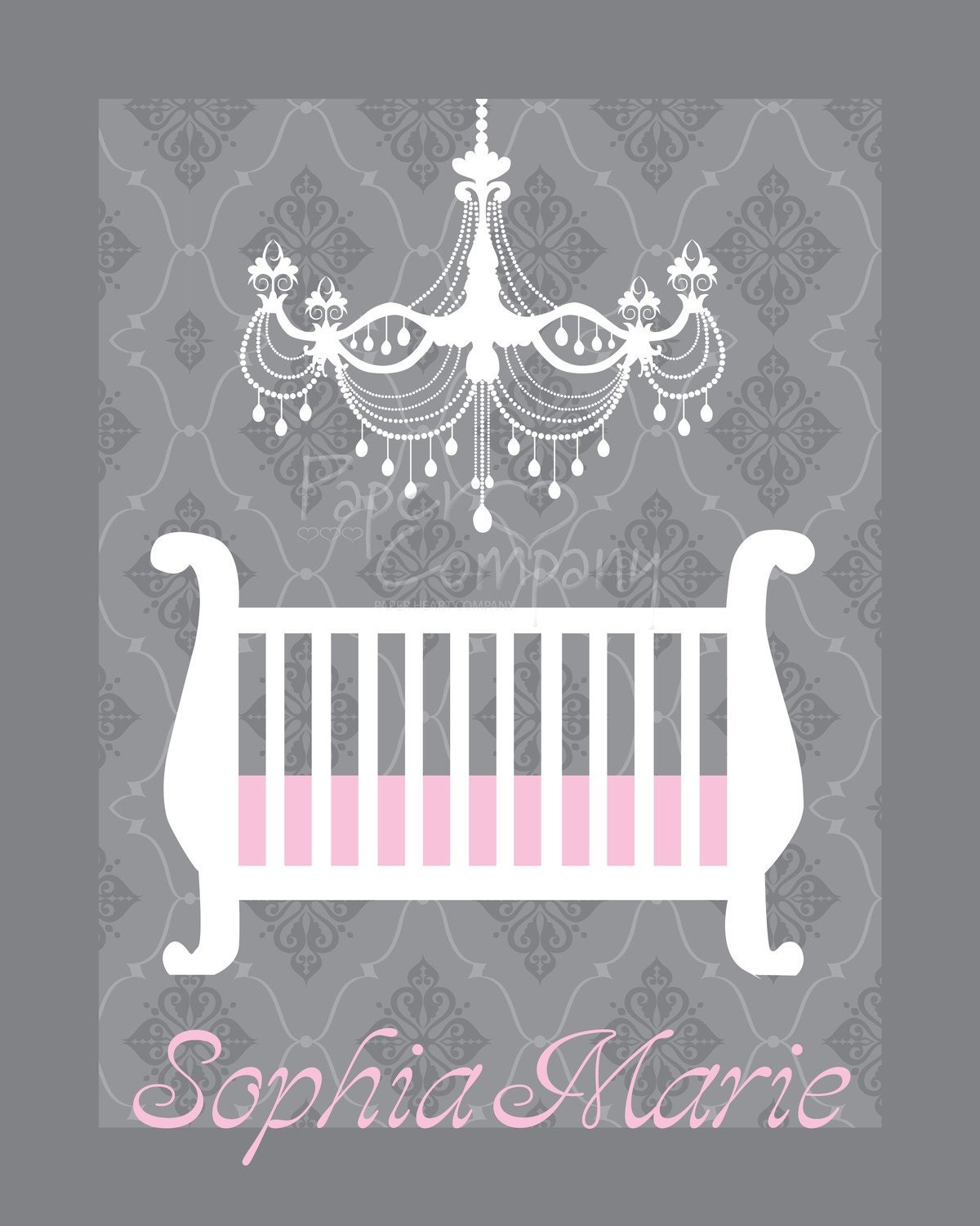 ELEGANT CHANDELIER Personalized Custom Print - Typography Nursery Gift/Wall Art Decor/Memento - 8" x 10" - Free Shipping Il_570xn
