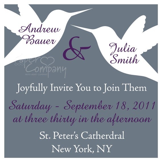 HUMMINGBIRD Wedding Save the Date/Invitation/Response Card/Reception Card/Menu/Table Numbers/Thank You Card - You Print Il_570xn