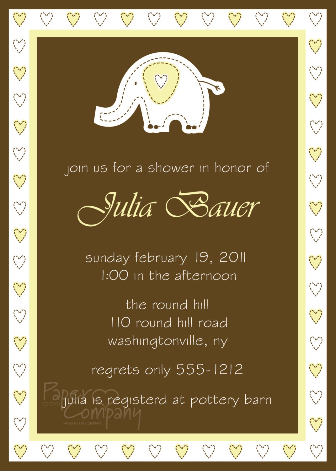 ELEPHANT HEART Custom Baby Shower Invitation Digital Design - You Print Il_570xn