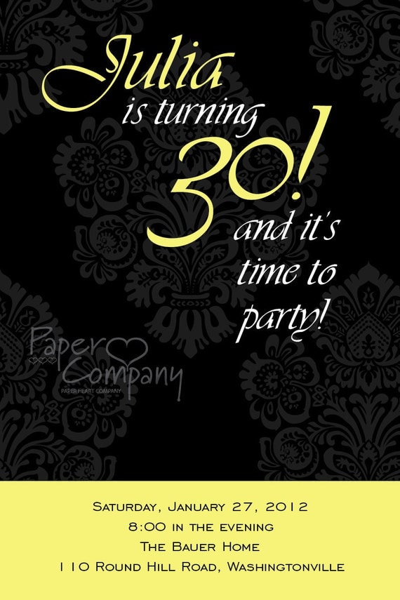 BOLD DAMASK Adult Birthday Party Invitation custom invite, 40th, sweet 16 you print, printable, diy Il_570xn