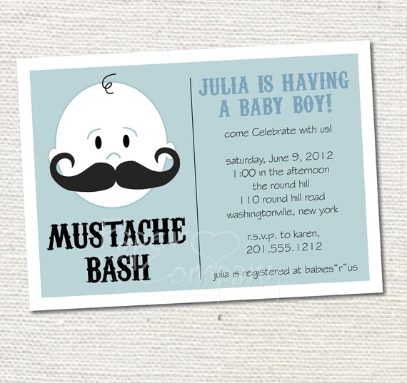 MUSTACHE BASH Boy Baby Shower Invitation Printable diy Customizable Il_570xn